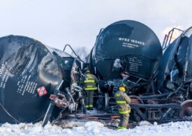 Crews work 24 hours to put out flames after a train carrying highly flammable ethanol derailed in Minnesota